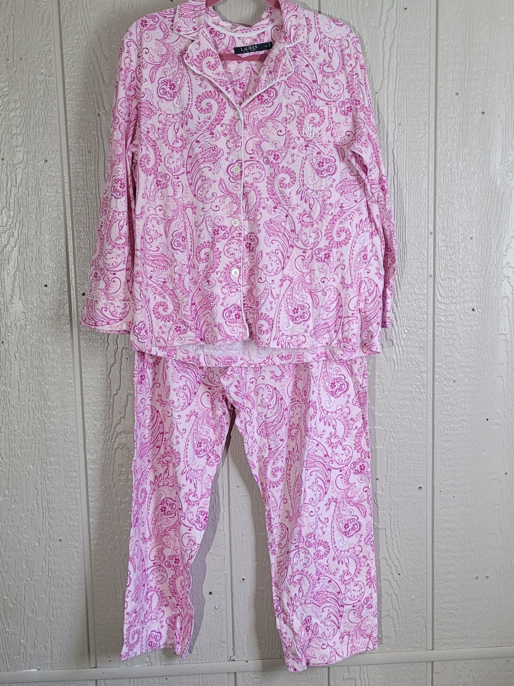 Lauren Ralph Lauren Pink Paisley Button-Front Pajama Set